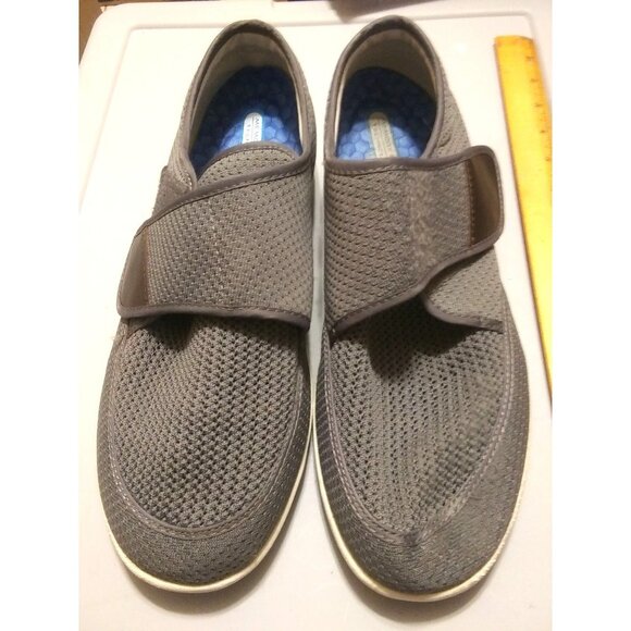 YouYun men's size 12 gray memory foam hook loop diabetic comfort casual shoe - Picture 1 of 7